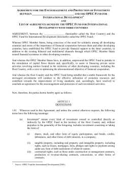 agreement for the encouragement and protection of investment