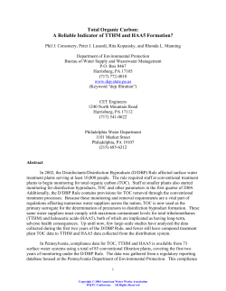 A Reliable Indicator of TTHM and HAA5 Formation?