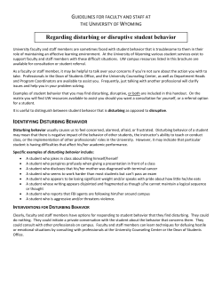 Regarding disturbing or disruptive student behavior