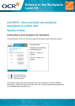 Unit R074 &ndash; How scientists use analytical techniques to collect data
