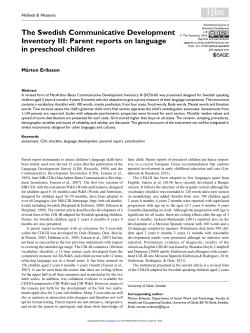 The Swedish Communicative Development Inventory III