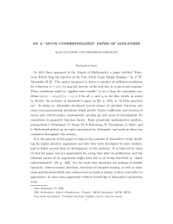 ON A “MUCH UNDERESTIMATED” PAPER OF ALEXANDER