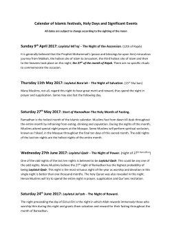 Muslim Calendar - Important Dates