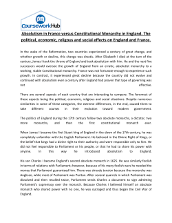Absolutism in France versus Constitutional Monarchy in England