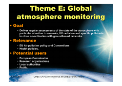 Theme E: Global atmosphere monitoring