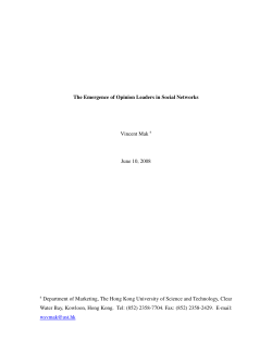 The Emergence of Opinion Leaders in Social Networks Vincent Mak