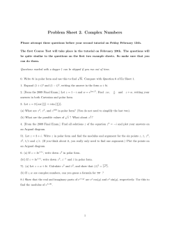 Problem Sheet 2. Complex Numbers