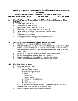 Keeping Hope and Dreams Alive for Elders and Those who Care for