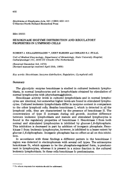 HEXOKINASE ISOZYME DISTRIBUTION AND REGULATORY