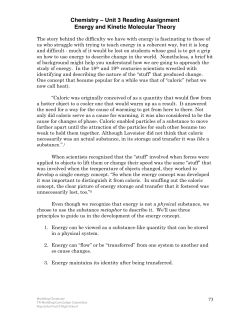 Unit 3 Reading Assignment Energy and Kinetic Molecular Theory