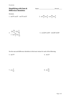 Precalculus Worksheet 9