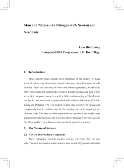 Man and Nature&mdash;In Dialogue with Newton and