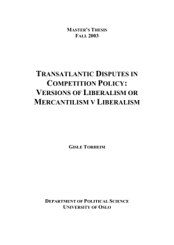Transatlantic Disputes in Competition Policy: Versions of Liberalism