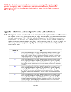 Appendix &mdash; Illustrative Auditor`s Reports Under the Uniform Guidance