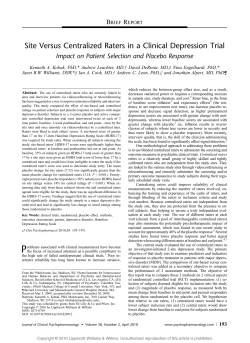 Site Versus Centralized Raters in a Clinical Depression Trial