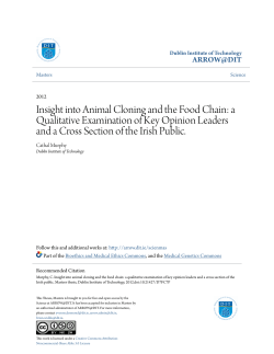 Insight into Animal Cloning and the Food Chain: a