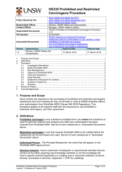 HS335 Prohibited and Restricted Carcinogens Procedure