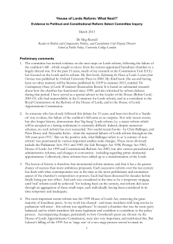 Evidence to Political and Constitutional Reform Select Committee