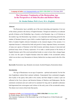 The Literature Tendencies of the Restoration Age in the