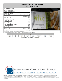 DARLINGTON 1.2 OZ. APPLE OATMEAL BAR Nutrition Facts