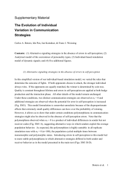 Supplementary Material The Evolution of Individual Variation