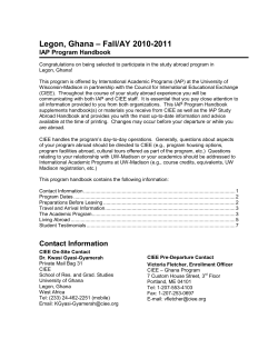 Legon, Ghana – Fall/AY 2010-2011 - UW Study Abroad