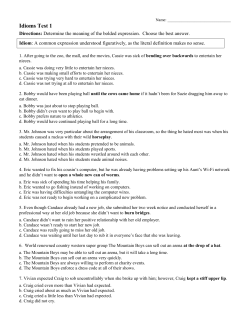 Idioms Test 1 - Ereading Worksheets