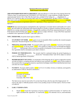 Sponsored Research Agreement