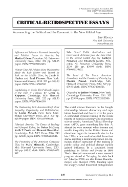 critical-retrospective essays - American Sociological Association