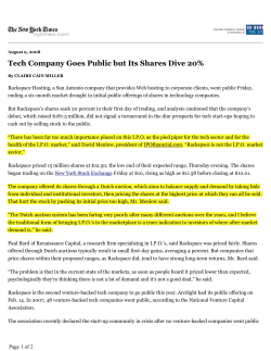 Tech Company Goes Public but Its Shares Dive 20%