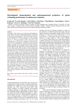 Physiological, biomechanical and anthropometrical predictors of