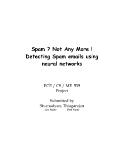 Spam ? Not Any More ! Detecting Spam emails using neural networks