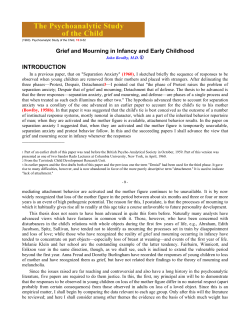 Grief and Mourning in Infancy and Early Childhood