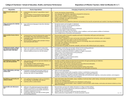 College of Charleston&mdash;School of Education, Health, and Human