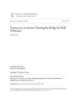 Democracy in Action: Naming the Bridge for Walt Whitman