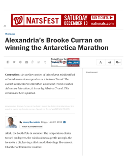 Alexandria`s Brooke Curran on winning the Antarctica Marathon
