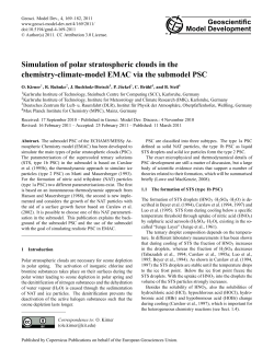 Simulation of polar stratospheric clouds in the chemistry