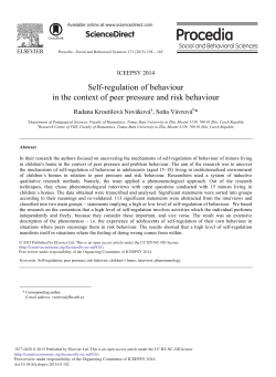Self-regulation of Behaviour in the Context of Peer Pressure and