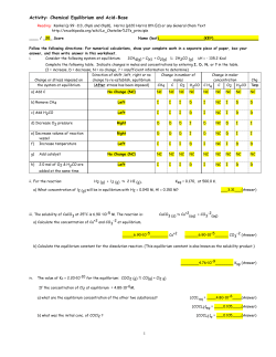 Activity: Chemical Equilibrium and Acid-Base