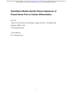 Quantitative Models Identify Histone Signatures of Poised Genes