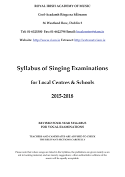 Local Centre Syllabus for Singing Examinations