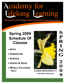 2009 Spring Classes - Academy for Lifelong Learning