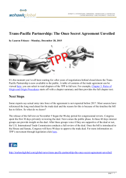 Trans-Pacific Partnership: The Once Secret Agreement Unveiled