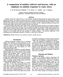 A comparison of sainfoin cultivars and lucerne, with an emphasis on