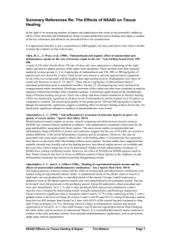 Summary References Re: The Effects of NSAID on Tissue Healing
