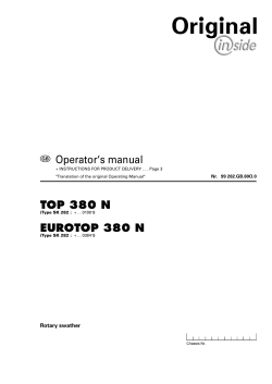 Operator`s manual TOP 380 N EUROTOP 380 N
