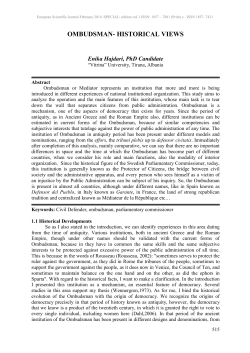 ombudsman- historical views - European Scientific Journal