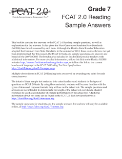 FCAT 2.0 Grade 7 Reading Sample Answers