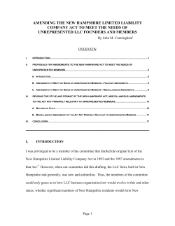 AME DI G THE EW HAMPSHIRE LIMITED LIABILITY COMPA Y ACT