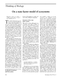 Thinking of Biology On a state factor model of ecosystems